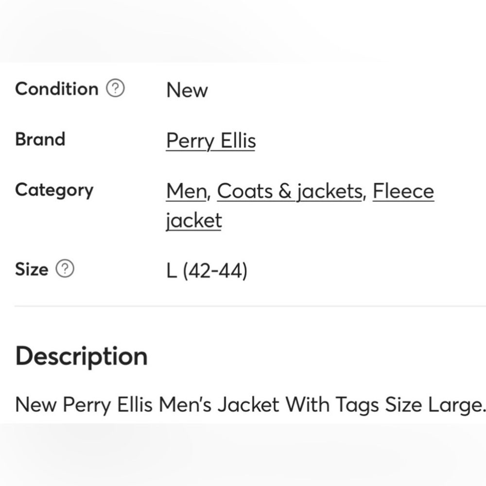 New Perry Ellis Jacket Designer With Tags Size Large. - Picture 10 of 12